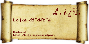 Lojka Ádám névjegykártya